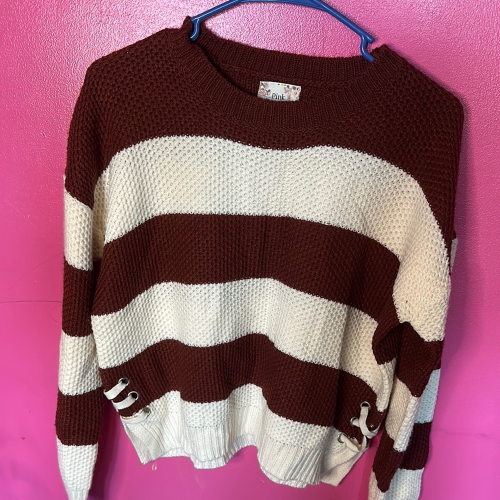 Pink Republic Brown and Cream Crew Neck Sweater